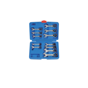 Coffret 12 clés courtes mixtes cliquets fourches avec inverseur