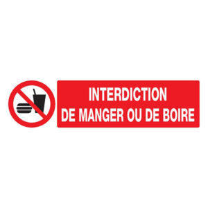 INTERDICTION DE MANGER OU DE BOIRE 200x52mm