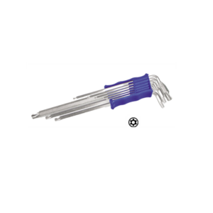Jeu 9 clés 6 pans extra longues - poignées-support avec fonction "T" - à trou