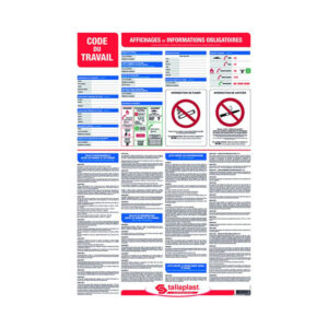 PANNEAU AFFICHAGE OBLIGATOIRE CODE DU TRAVAIL