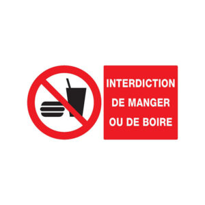 INTERDICTION DE MANGER OU DE BOIRE 330x200mm