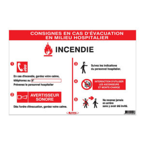 CONSIGNES INCENDIE EN MILIEU HOSPITALIER 450X300mm