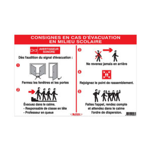 CONSIGNES INCENDIE EN MILIEU SCOLAIRE 450X300mm