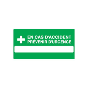 EN CAS D'ACCIDENT PREVENIR D'URGENCE 330x200mm