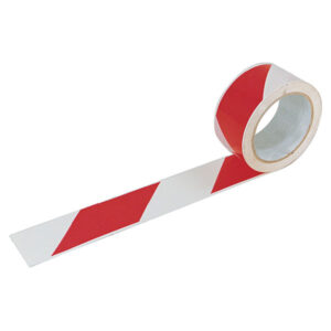 RUBAN ADHESIF ROUGE/BLANC 66MX50MM