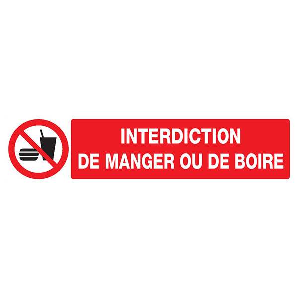 INTERDICTION DE MANGER OU DE BOIRE 330x75mm