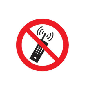 INTERDICTION D'ACTIVER DES TELEPHONES MOBILES D.180mm