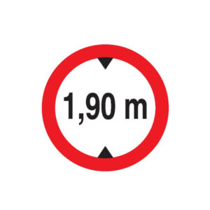 INTERDIT AUX VEHICULES DE PLUS DE 1.90M DE HAUT D.180mm