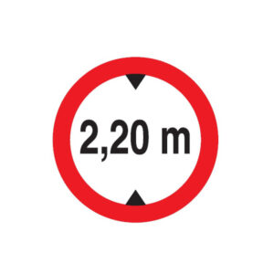 INTERDIT AUX VEHICULES DE PLUS DE 2.20M DE HAUT D.180mm