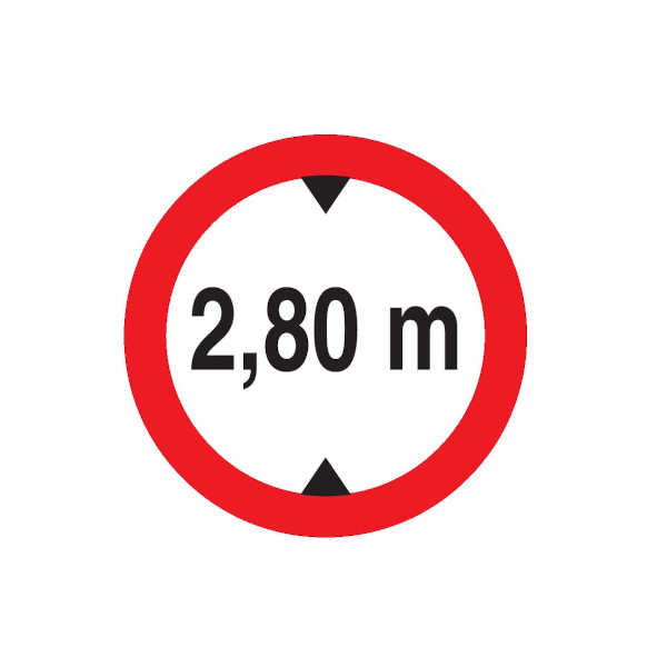 INTERDIT AUX VEHICULES DE PLUS DE 2.80M DE HAUT D.180mm