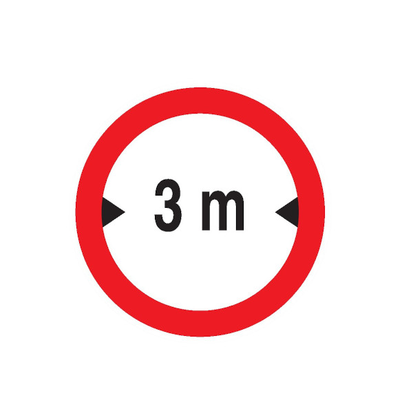 INTERDIT AUX VEHICULES DE PLUS DE 3.00M DE LARGE D180mm