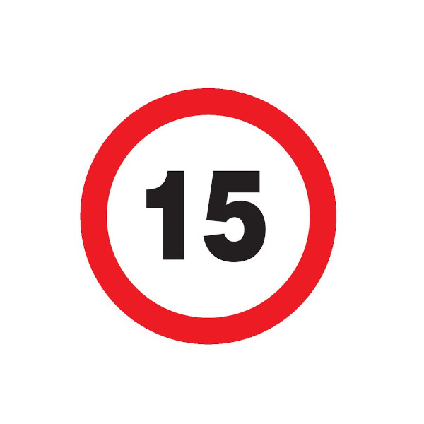 INTERDIT DE ROULER A PLUS DE 15 KM/H D.180mm