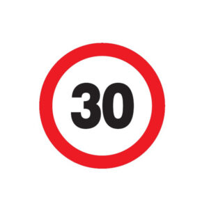 INTERDIT DE ROULER A PLUS DE 30 KM/H D.80mm
