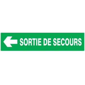SORTIE DE SECOURS FLECHE A GAUCHE LUMINESCENT 330x75mm