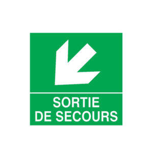 SORTIE DE SECOURS FLECHE EN BAS A GAUCHE 200x200mm