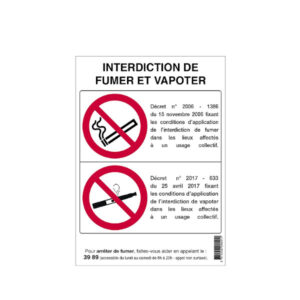 INTERDICTION DE FUMER ET VAPOTER 210X297mm (A4) ADHESIF